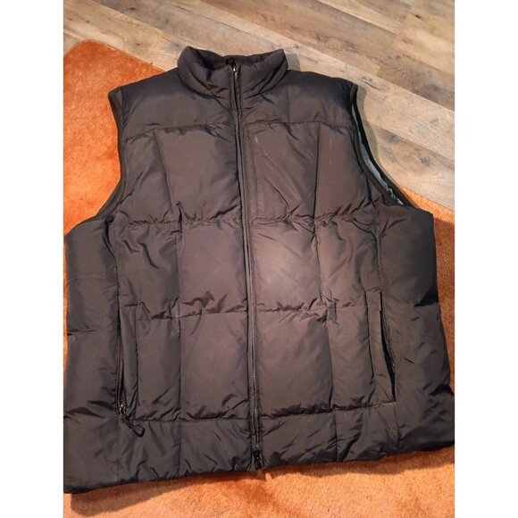 Eddie Bauer Goose Down Vest Quilted Puffer‎ Mens Tall XL Black Full Zip - Picture 1 of 8